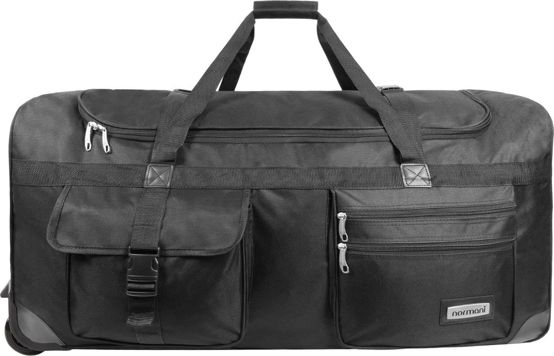 normani Jumbo Reisetasche XXL Trolly mit Rollen aus robustem Material Farbe Schwarz / 120 Liter Schw