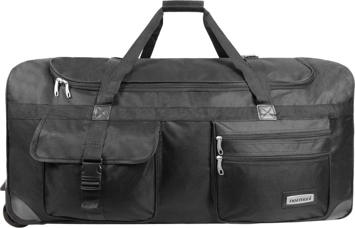 normani Jumbo Reisetasche XXL Trolly mit Rollen aus robustem Material Farbe Schwarz / 120 Liter Schw