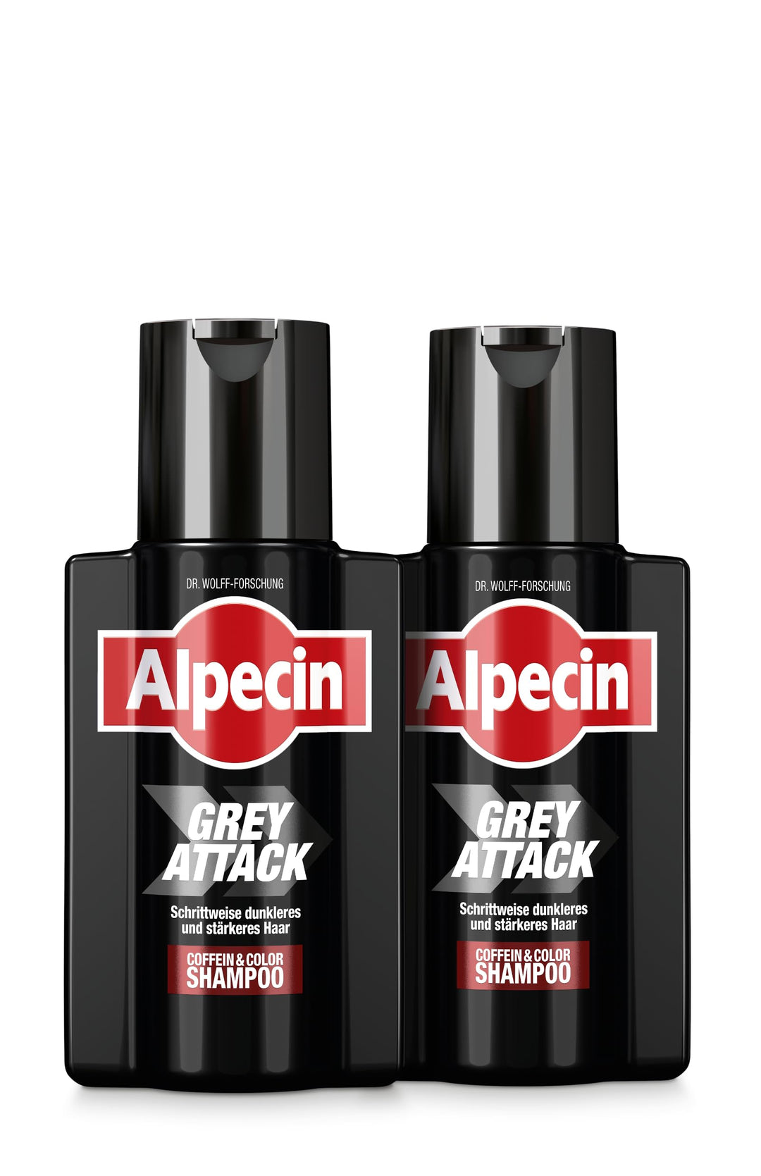 Alpecin Grey Attack Coffein & Color Shampoo, 2 x 200 ml - Graduelle Haarverdunkelung - Natürliches F