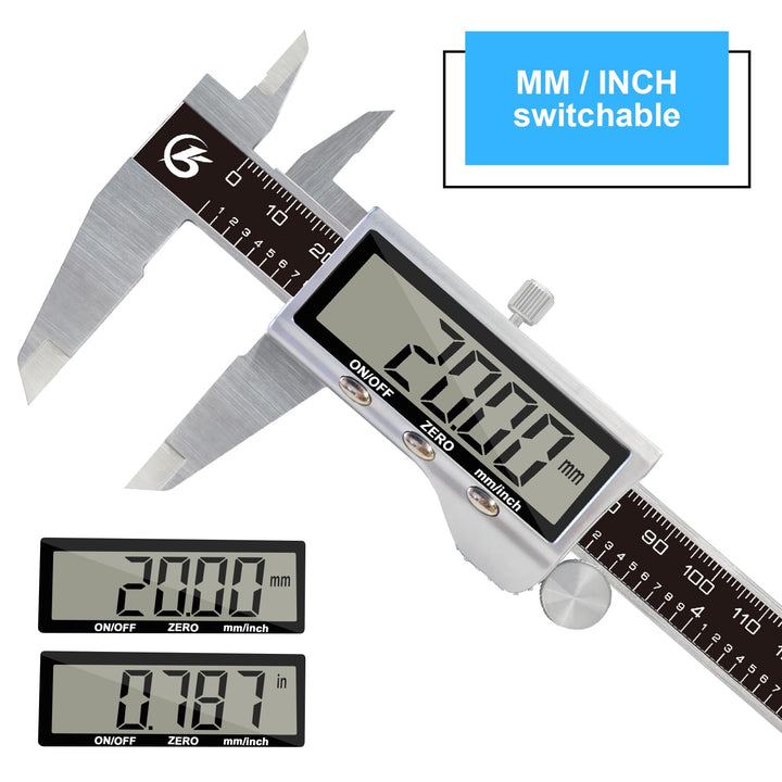 KETOTEK Digitaler Messschieber aus Edelstahl 150 mm/6 Zoll Messwerkzeug LCD-Display Messschieber mit