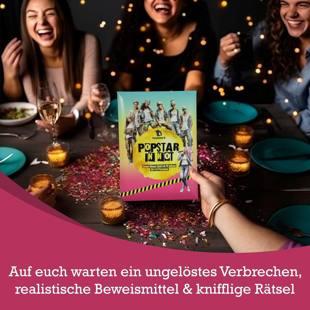 Popstar in Not - Krimidinner für 4-6 Personen – ab 10 Jahren - Krimidinner für Zuhause für Familien