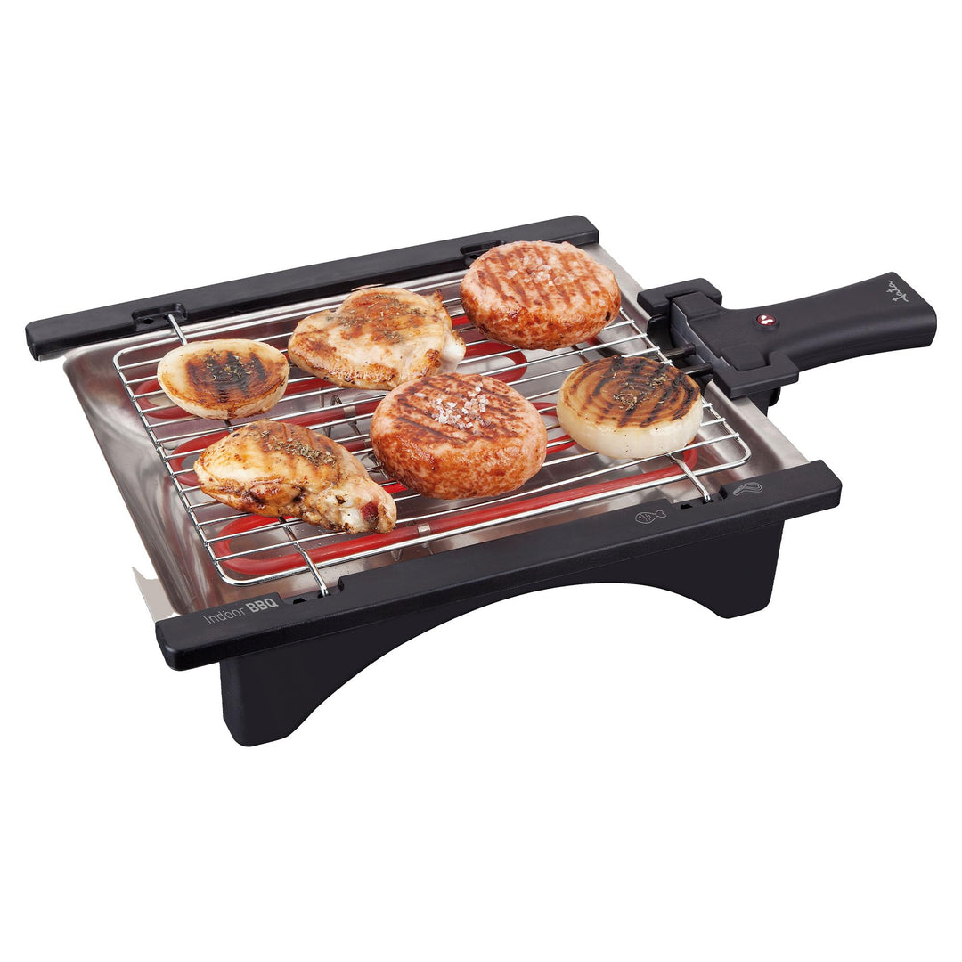 Jata BQ95 Electro Grill Perfekt Für Zwei Personen Rauchfrei Abnehmbarer Grill mit 2 Höhen Edelstahlt