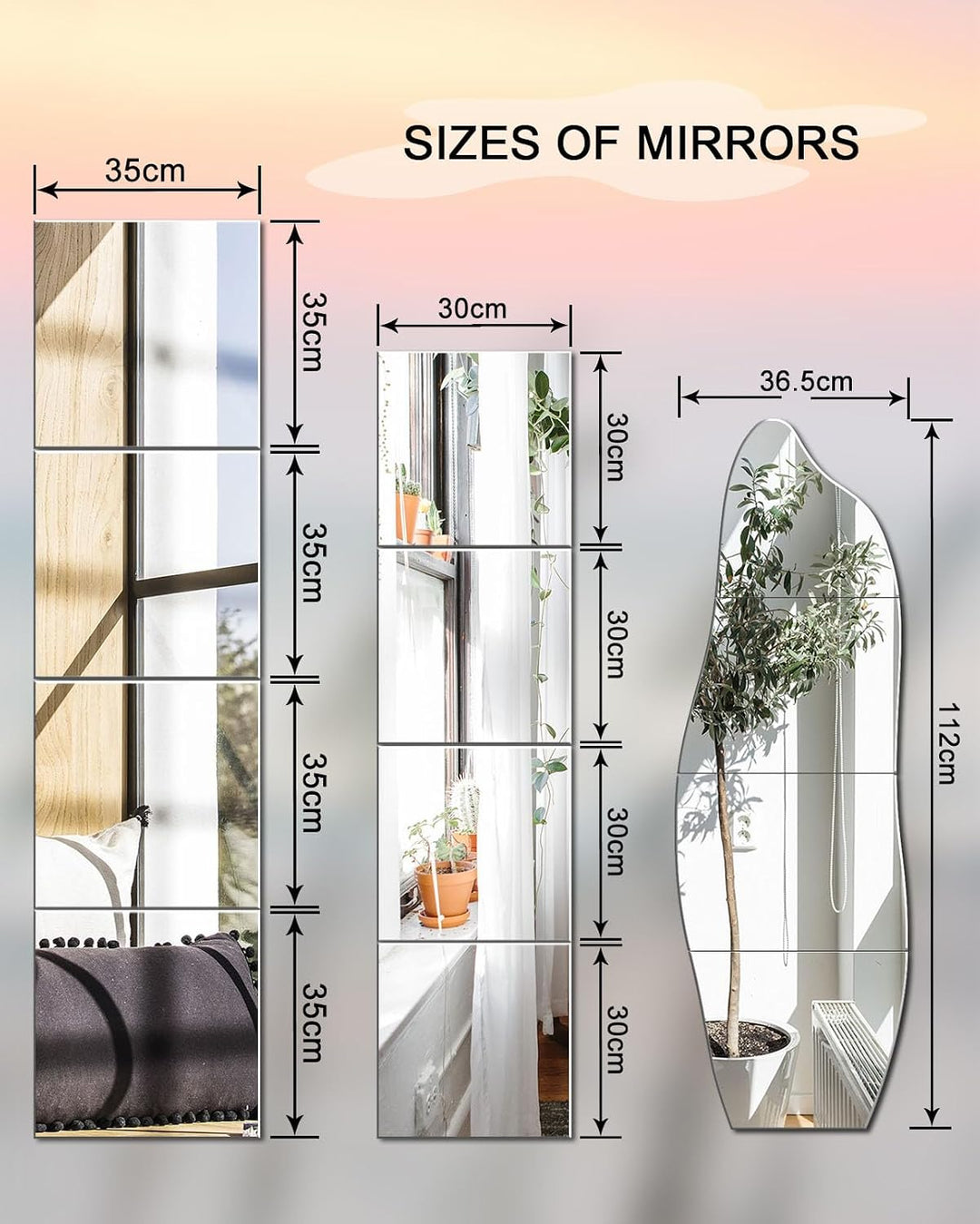 Selbstklebende Fliesenspiegel Glas HD DIY Wandspiegel Klebespiegel 4 Stück Spiegel zum Aufkleben Tür