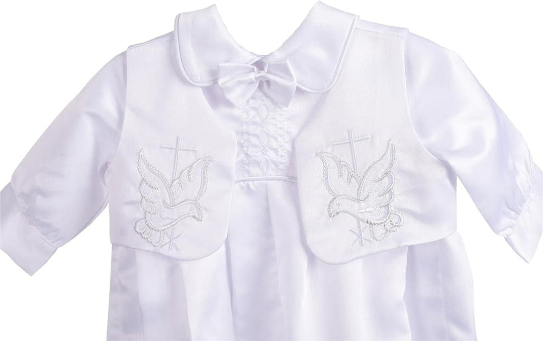 Lito Angels Satin Taufkleidung Taufanzug mit Hut für Baby Junge, Taufe Strampler Body Weiss Anzug, G