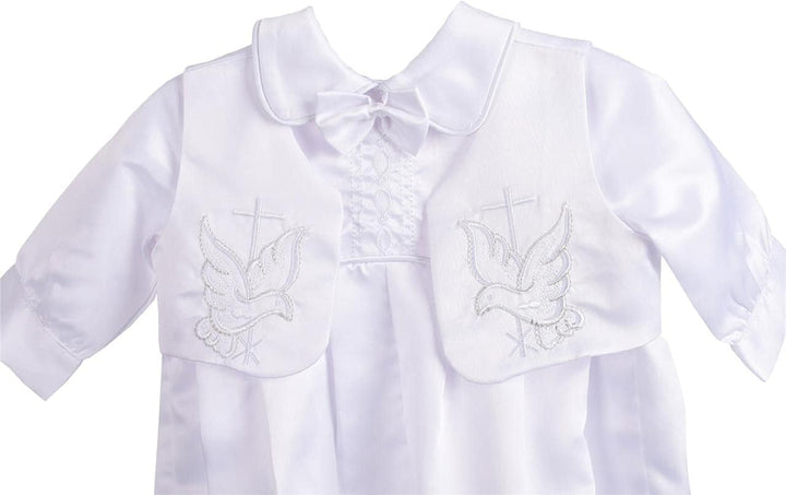 Lito Angels Satin Taufkleidung Taufanzug mit Hut für Baby Junge, Taufe Strampler Body Weiss Anzug, G
