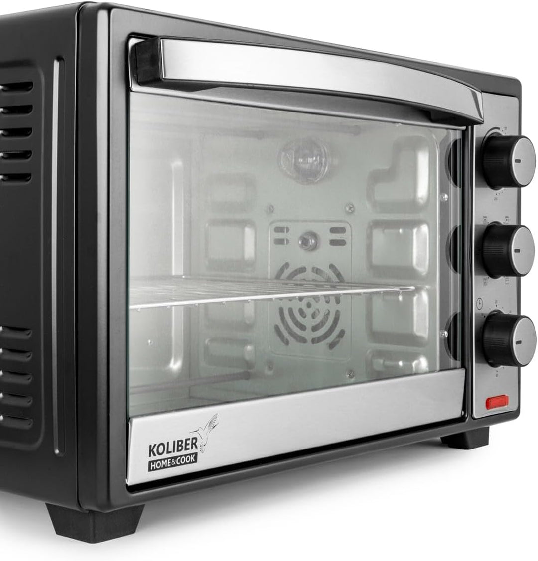 Koliber SUPERMAX X 2000W Mini Backofen 25L Umluft Drehspiess Pizzaofen Tischbackofen Edelstahl 1600W