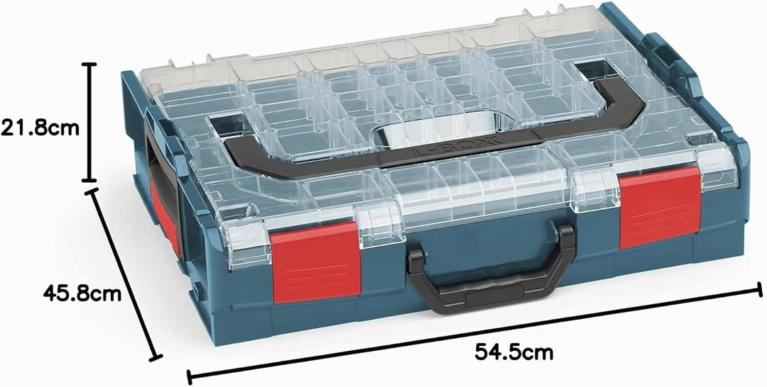 Bosch Sortimo Sortimentskasten L BOXX 102 professional blau Deckel transparent mit Insetboxen-Set A3