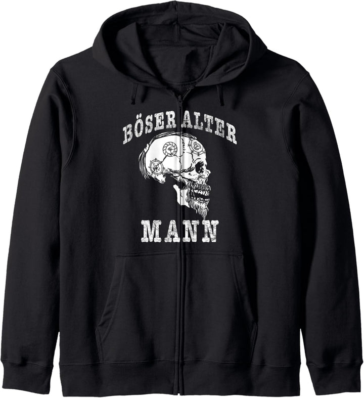 Böser Alter Mann Vater Opa Nordmann Totenkopf Skull Wikinger Kapuzenjacke