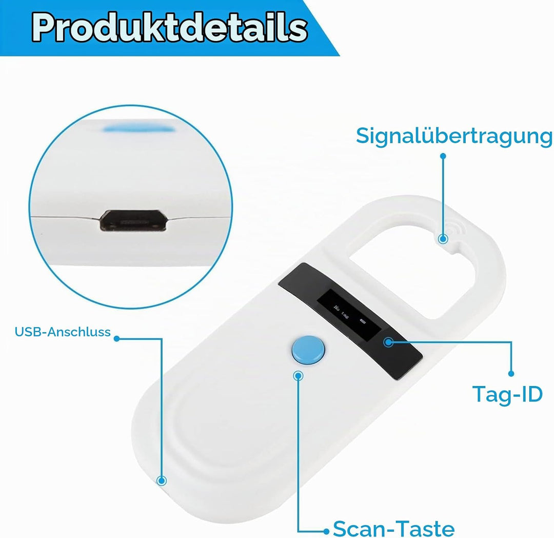 Haustier ID Leser, Wiederaufladbare Haustier Microchip Scanner Haustier Chip ID Scanner Tier Handhel
