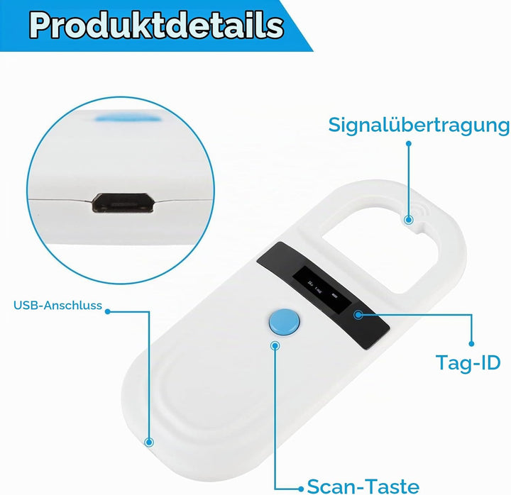 Haustier ID Leser, Wiederaufladbare Haustier Microchip Scanner Haustier Chip ID Scanner Tier Handhel