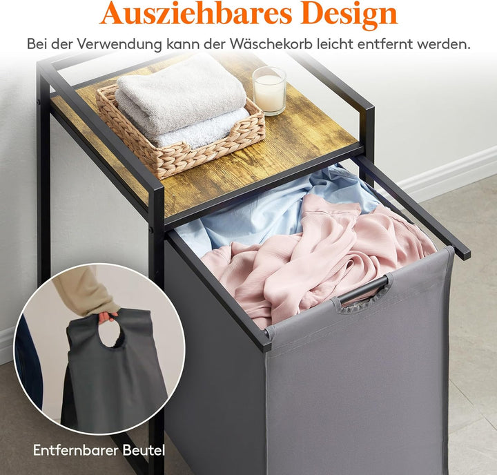 Lifewit Wäschekorb, fasst 69 Liter Wäschekorb mit Ablagefläche und herausziehbaren Säcken, Wäschesor