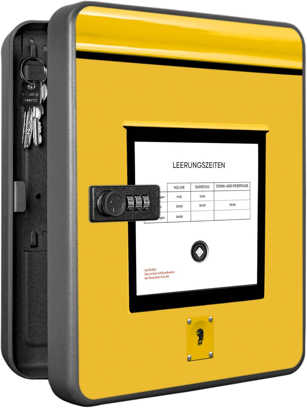 banjado® Burg-Wächter® abschliessbarer Schlüsselkasten mit Motiv Post Gelb für 36 Schlüssel - Schlüs