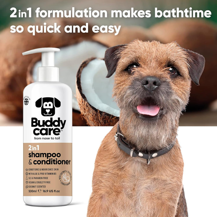 2in1 Hundeshampoo und Conditioner von Buddycare (500ml) - Praktisches Hundeshampoo langhaar und welp