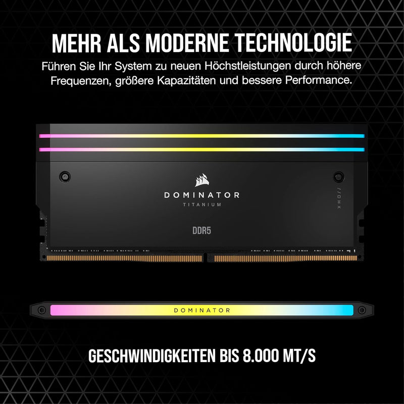 CORSAIR Dominator Titanium RGB DDR5 RAM 48GB (2x24GB) DDR5 7200MHz CL36 Intel XMP iCUE-Kompatibler C