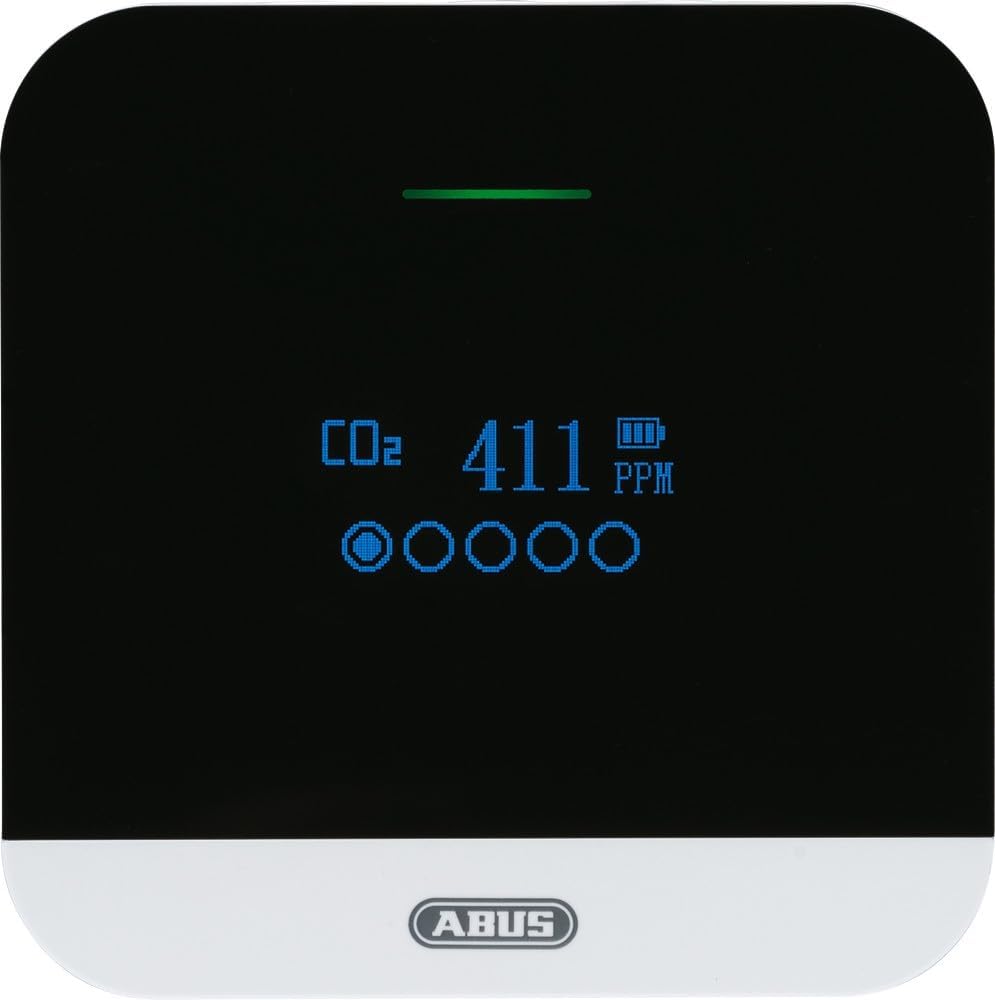 ABUS CO2-Melder - CO2WM110 AirSecure - Messgerät für Luftqualität, Luftfeuchtigkeit und Temperatur i