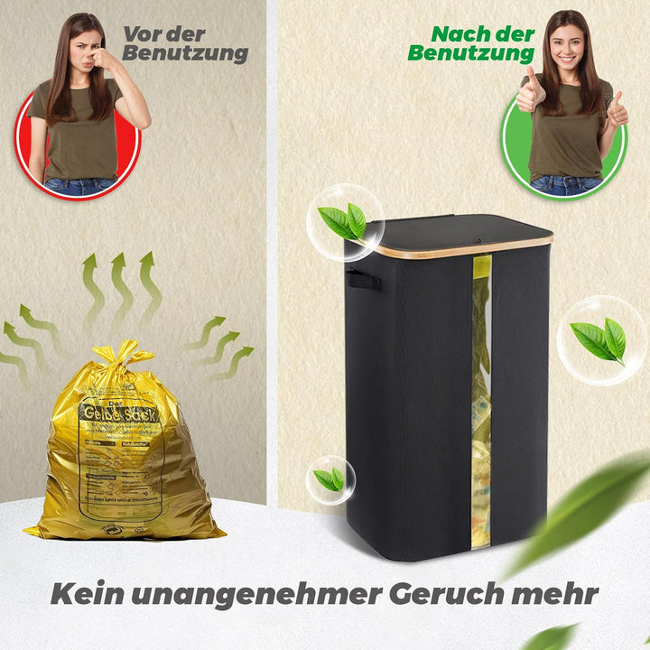100L Gelber Sack Ständer Stabil, Mülleimer, Ständer Gelber Sack mit Transparentem Fenster, Müllsackh
