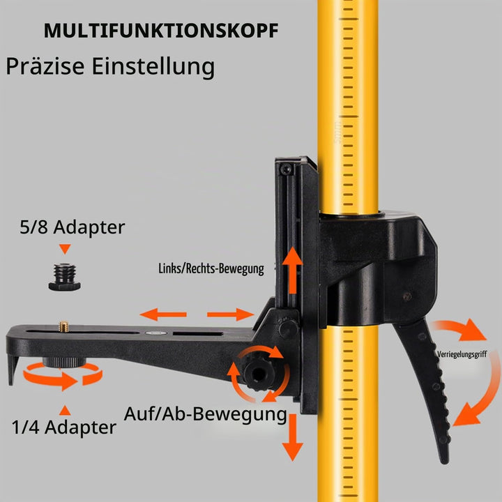 Laser Teleskopstange 3m/10ft, Laser-Stativ mit Höhenverstellung, Lasermontagestange-360°Drehung, Bau