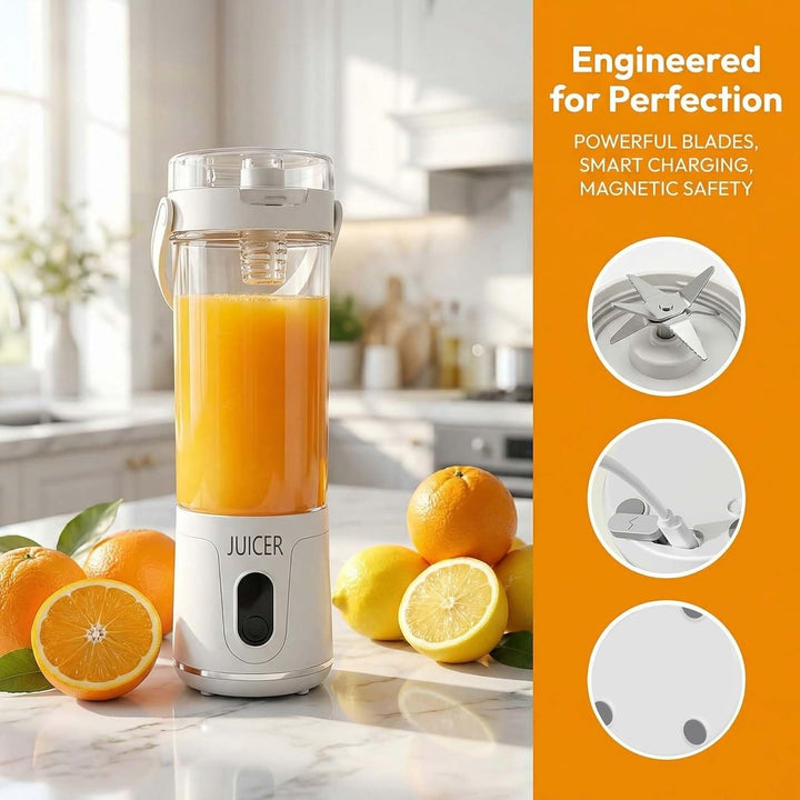 Tragbarer Mixer Smoothie Maker,650 ml Mini Mixer Smoothie To Go,USB-C Wiederaufladbar,12 Rostfreie K