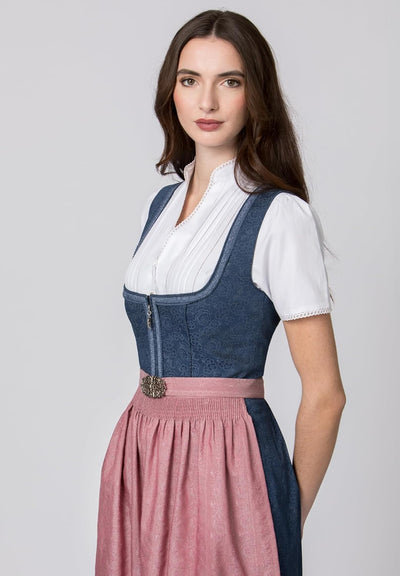 Stockerpoint Damen Dirndl Roseline Kleid für besondere Anlässe (ohne Bluse) 36 Blau-altrosa, 36 Blau