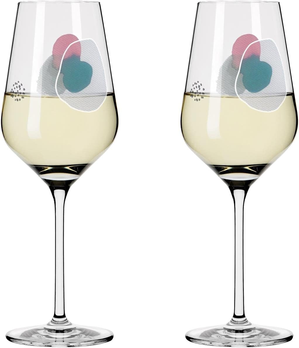 Ritzenhoff 3611001 Weissweinglas 300 ml – Serie Sommerwendtraum Set Nr. 1 – 2 Stück mit Aquarellkrei