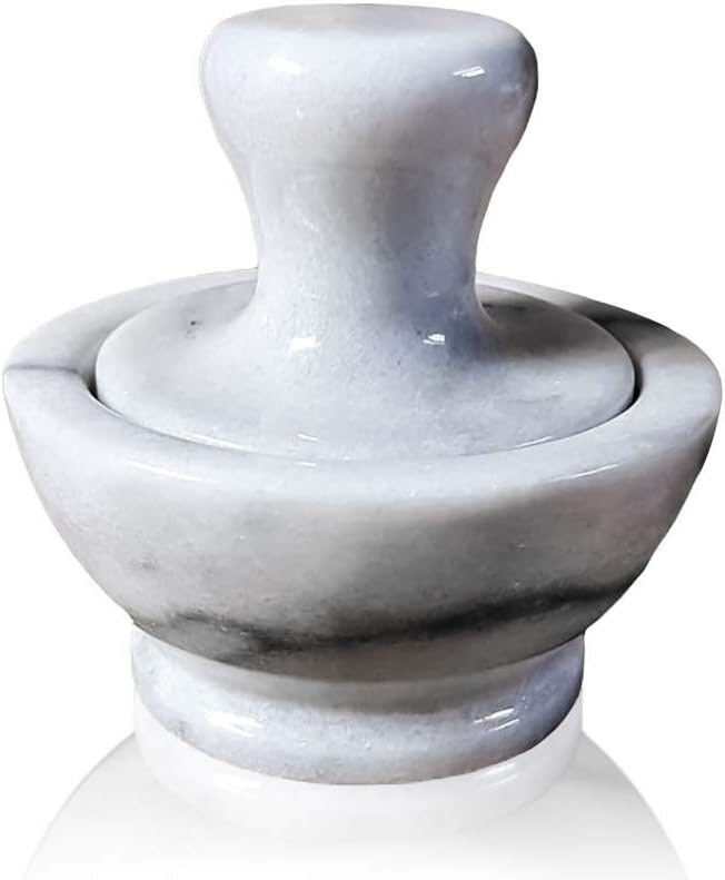 Küchenmörser aus weissem Marmor mit Stössel White Italian Marble Mortar 10 cm