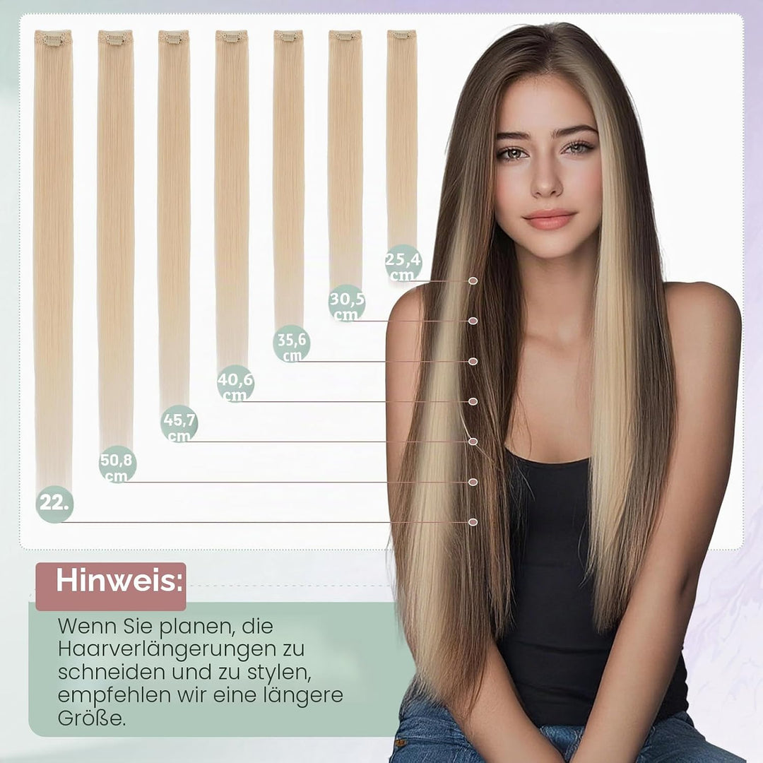 Benehair Clip in Extensions Echthaar, 6Pcs Clip Echt Haar Extension, Einzelclip Echthaar Extension C