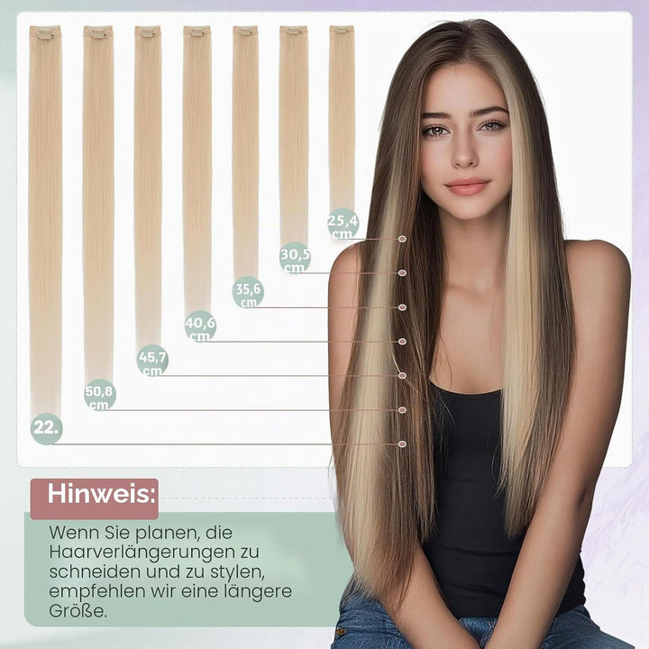 Benehair Clip in Extensions Echthaar, 6Pcs Clip Echt Haar Extension, Einzelclip Echthaar Extension C