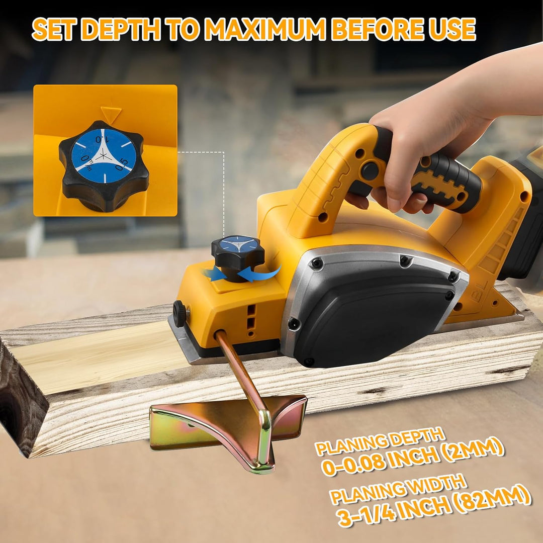 Akku-Handhobel für Dewalt 18 V 20 V Akku, 15000 U/min bürstenloser elektrischer Holzhobel, 82 mm Sch