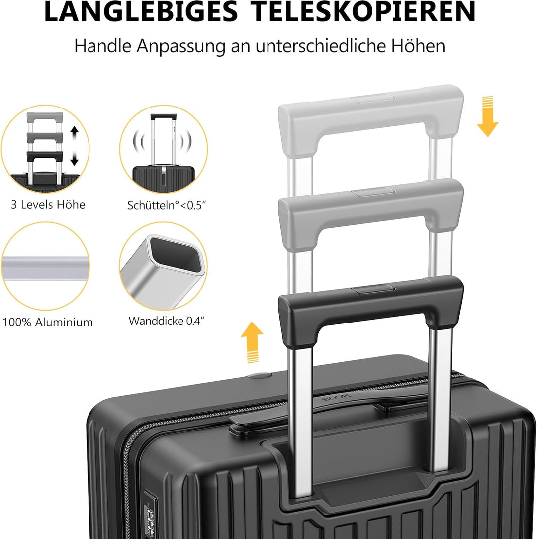 MGOB Koffer Handgepäck Hartschalen in Polycarbonat Reisekoffer mit 4 Rollen und Haken | 55x37x22cm |