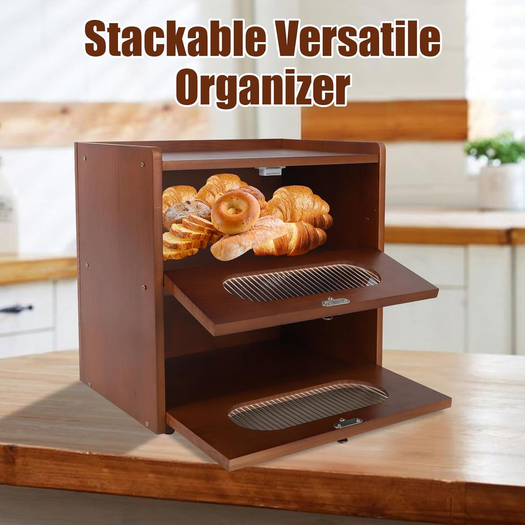 Brotkasten Holz für Küchenarbeitsplatte, Aufbewahrungsbox, Küche Brotbehälter, Corner Bread Box, Bra