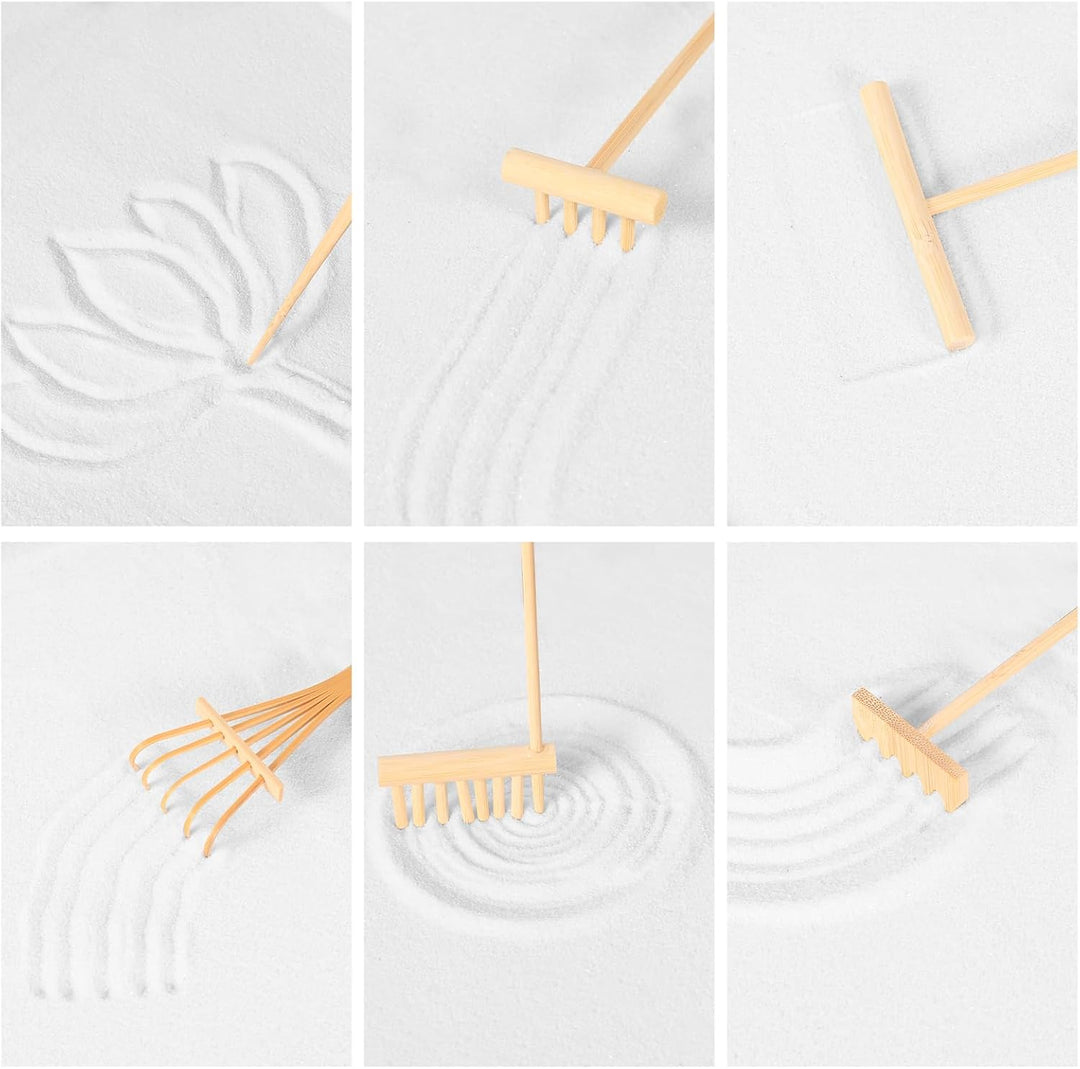 Artcome Japanischer Zen-Sandgarten für den Schreibtisch – Zuhause, Büro Schreibtischzubehör – Bambus