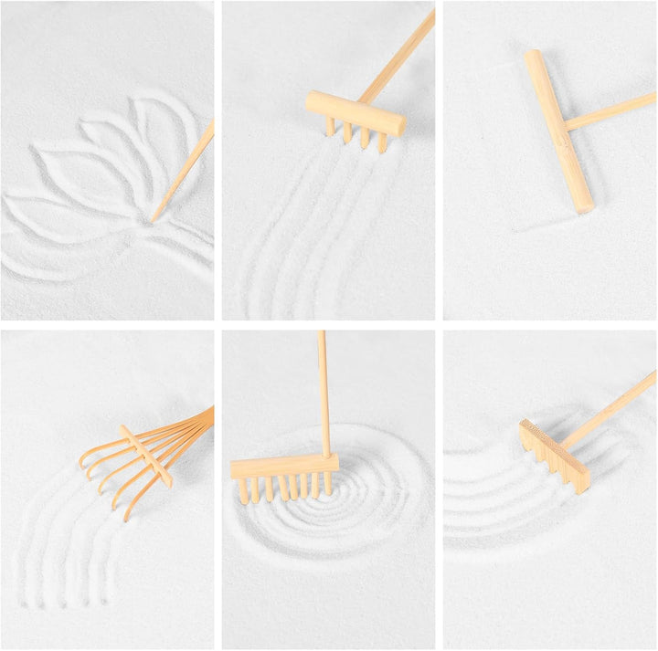 Artcome Japanischer Zen-Sandgarten für den Schreibtisch – Zuhause, Büro Schreibtischzubehör – Bambus