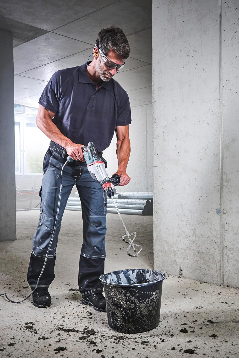 wolfcraft Mörtel- & Klebermischer „Professional“ Ø 90 mm I 1702000 I Rührstab für Bohrmaschinen zum