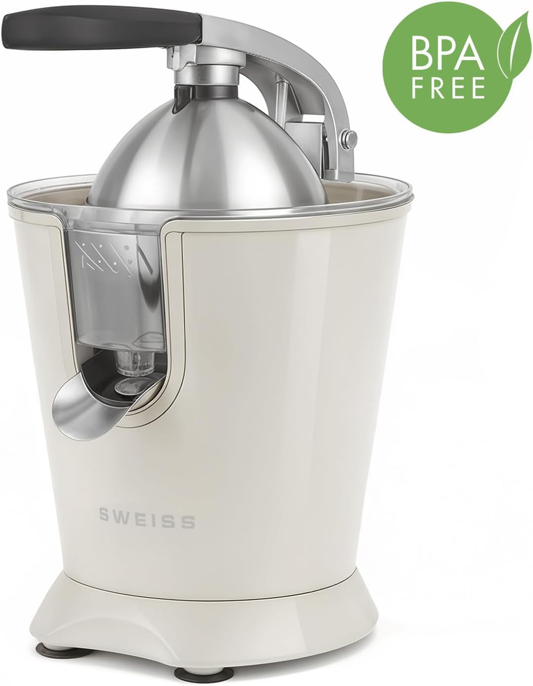 SWEISS ZEST8 Elektrische Zitruspresse, professionell, tropffreier Ausgiesser, spülmaschinenfest, lei
