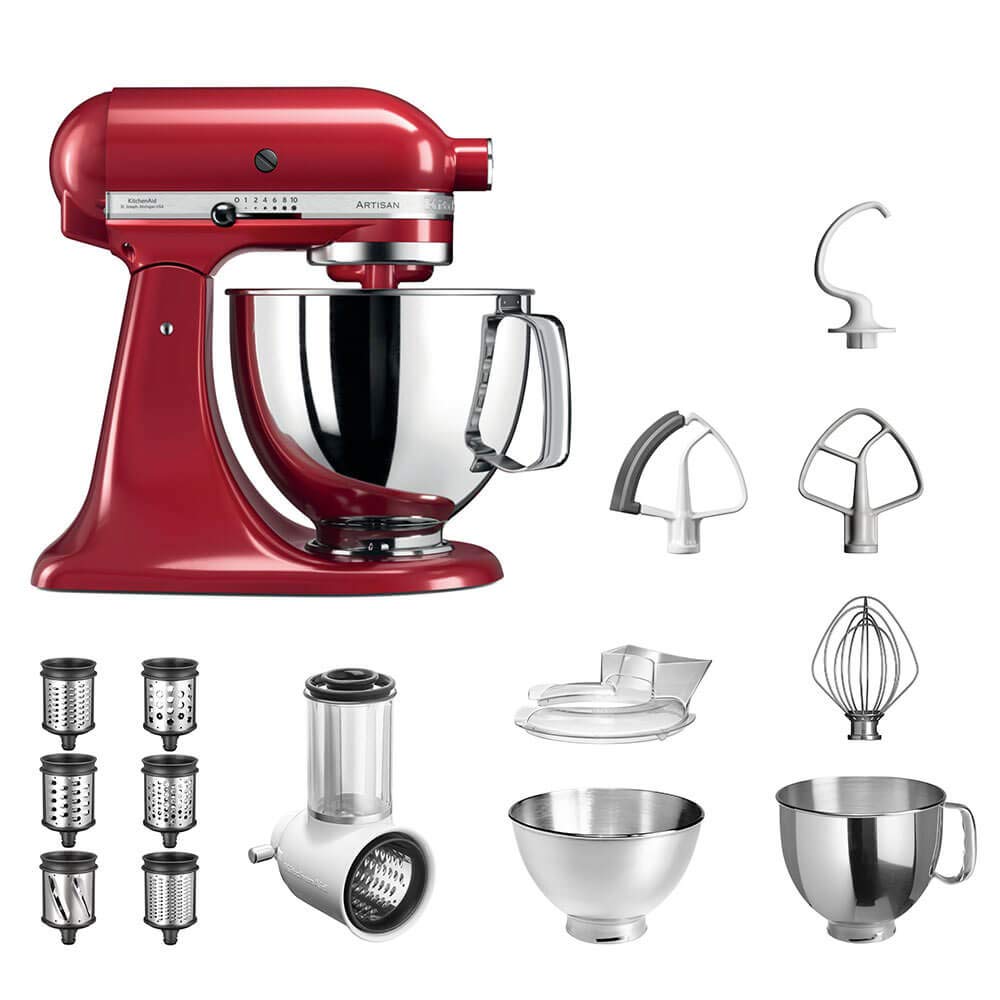 KitchenAid Küchenmaschine Artisan 5KSM175PS Veggie S Paket | mit TOP Zubehör: Gemüseschneider mit dr