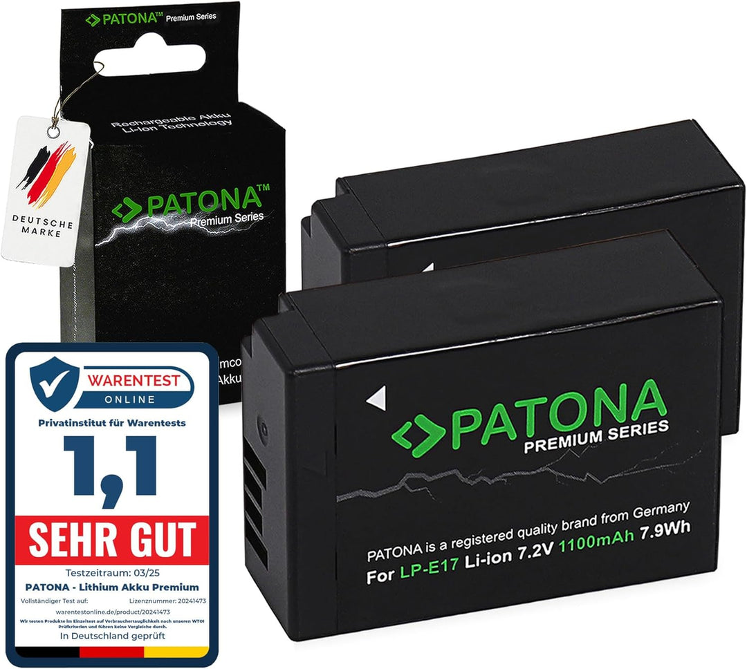 PATONA 2X Premium Akku LP-E17, teildekodiert Kompatibel mit Canon EOS RP R50 R100 M3 M5 M6 Mark II