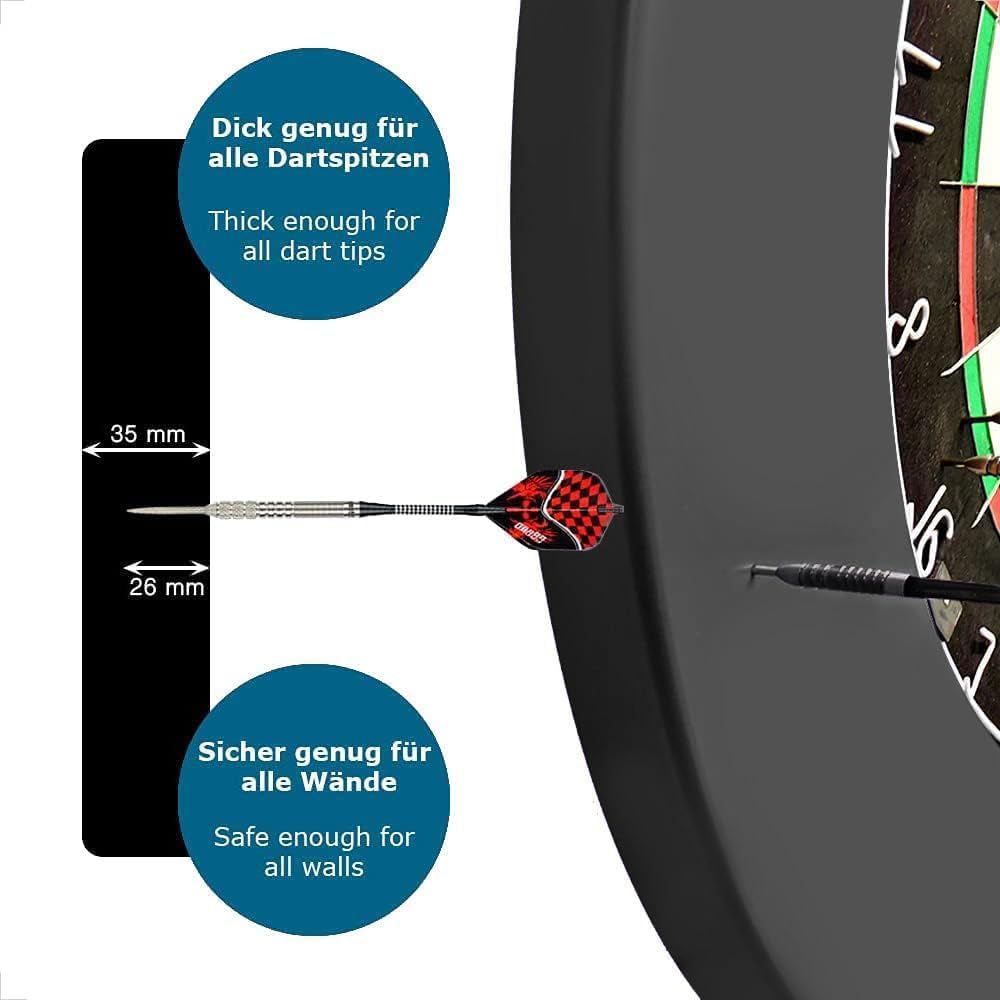ONE80 Dart Catchring Surround Dartscheibe Schutz Dart Auffangring für 45 cm Dartscheibe Schwarz, Sch