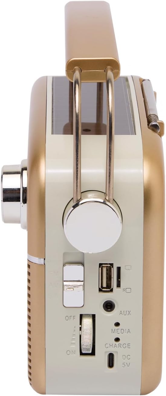 3 PAGEN® tragbares Solar-Radio Retrodesign – Solar- & Akkubetrieb – vielseitige Wiedergabeoptionen –