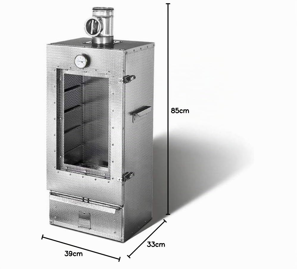 Isolierter Smoki Räucherofen mit Sichtfenster aus geprägtem Cr-Edelstahl 85x39x33cm