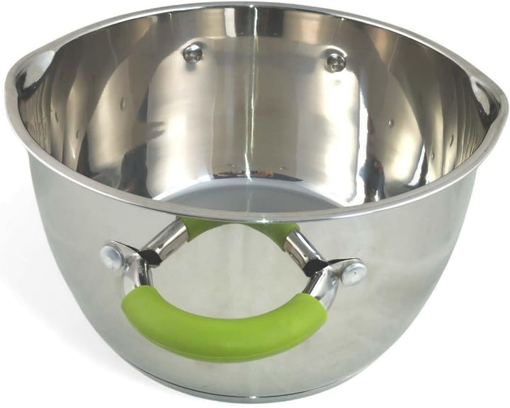 3er Edelstahl Kochtopf-Set 16 + 18 + 20cm mit Glasdeckel Induktion Ausgiessfunktion mit grünen Silik