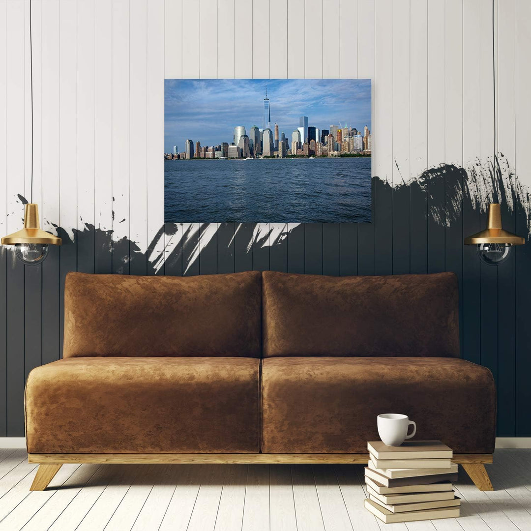 Leinwandbild XXL Manhattan Wandbild Kunst Architektur Blau 120x80 cm Leinwandbild 120x80 cm Blau_c,