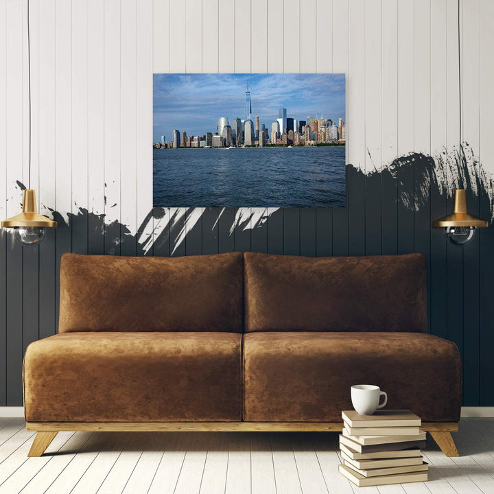 Leinwandbild XXL Manhattan Wandbild Kunst Architektur Blau 120x80 cm Leinwandbild 120x80 cm Blau_c,