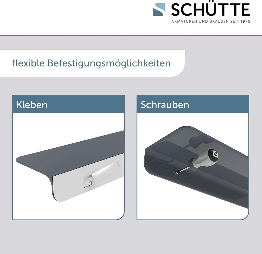 SCHÜTTE 10501 Duschablage selbstklebend Duschregal ohne Bohren Badregal Anthrazit Badablage zum Kleb