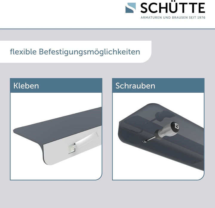 SCHÜTTE 10501 Duschablage selbstklebend Duschregal ohne Bohren Badregal Anthrazit Badablage zum Kleb