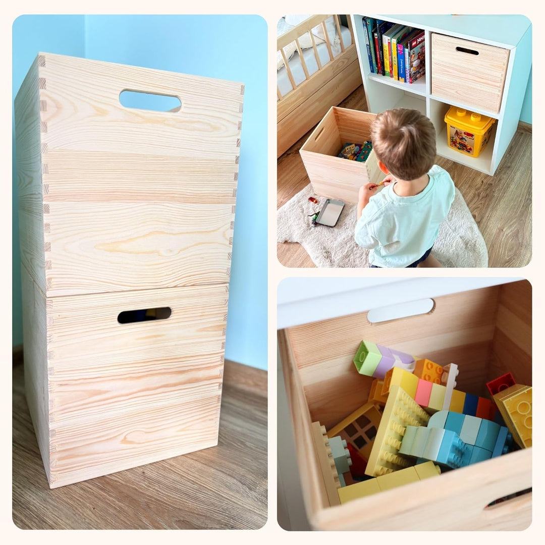 Spielzeugkiste aus Holz (30x30x30 cm) Aufbewahrungsbox fürs Kinderzimmer & Regal – passend für IKEA