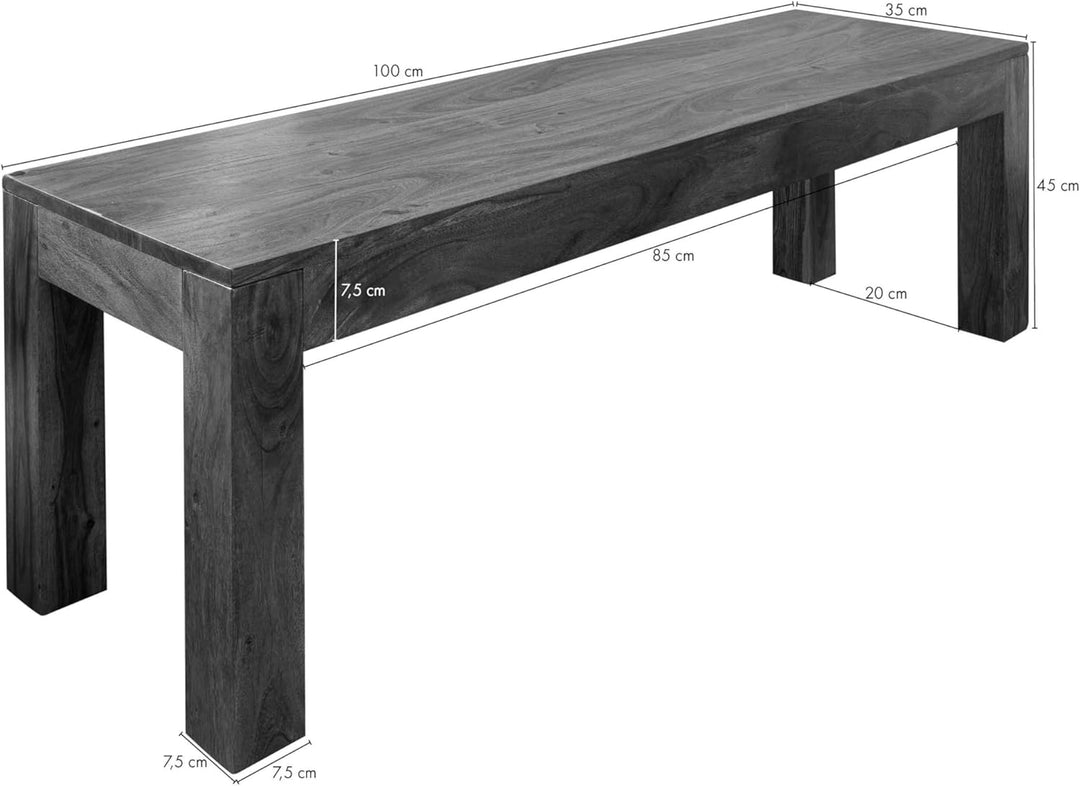 Massivmoebel24.de | Oxford Bank aus Massivholz #12 im Kolonialstil | aus Akazienholz - Honig, lackie