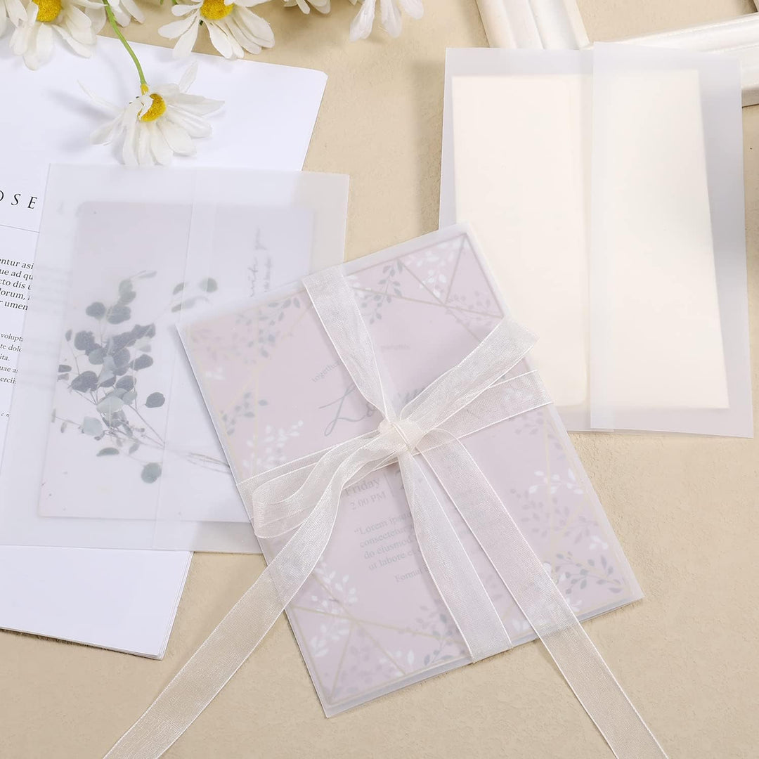120 Stück Pergamentpapier für Einladungen, 13x18cm Vorgefaltet Vellum Paper Pergamenthüllen für Hoch