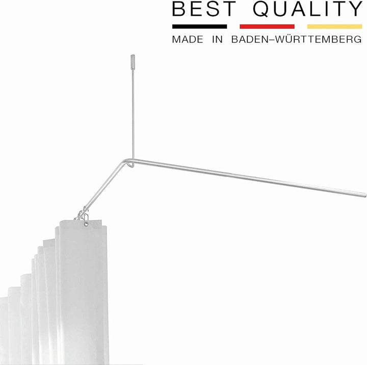 PHOS Design, DSE1700-700, Duschvorhangstange für Badewanne, 170 x 70 cm, Edelstahl gebürstet, Eck-Du