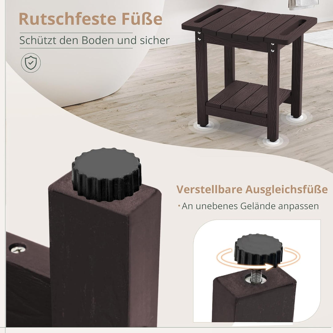 LUE BONA HDPS Duschbänke, Duschhocker zum Rasieren der Beine mit Ablage, wasserdichter Badstuhlsitz