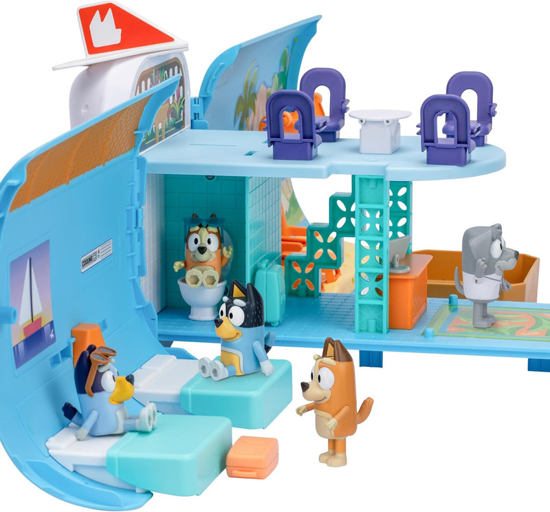 BlueY 3-in-1 Flugzeug-Spielset zum Ausklappen; Verwandlung von Flugzeug in Hotelresort & Boot! 70 cm